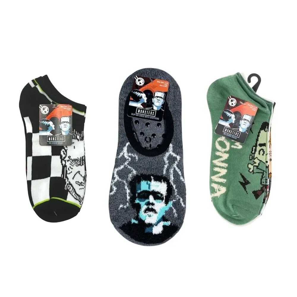 3x Universal Monsters 6x No Show and 1x Slip On Liner Socks Women Size 4-10